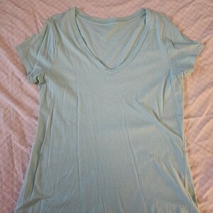 Mint Green/Light Blue V-Neck Women's Top